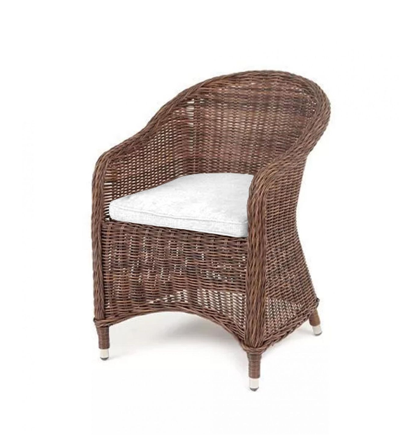 Плетеное кресло Равенна коричневое с белой подушкой 4sis