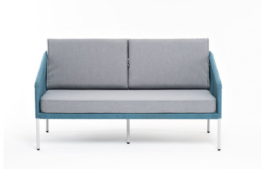 Диван двухместный плетеный из роупа Канны бирюзовый 4sis