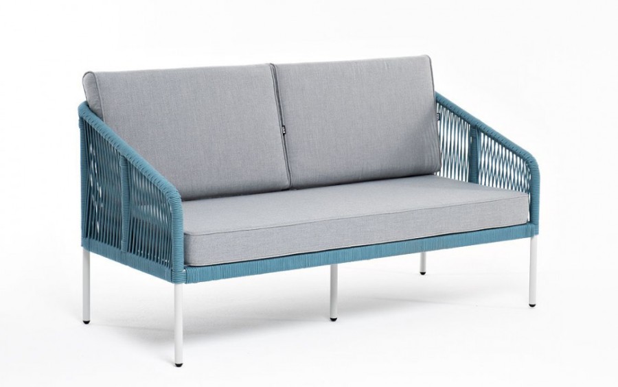 Диван двухместный плетеный из роупа Канны бирюзовый 4sis