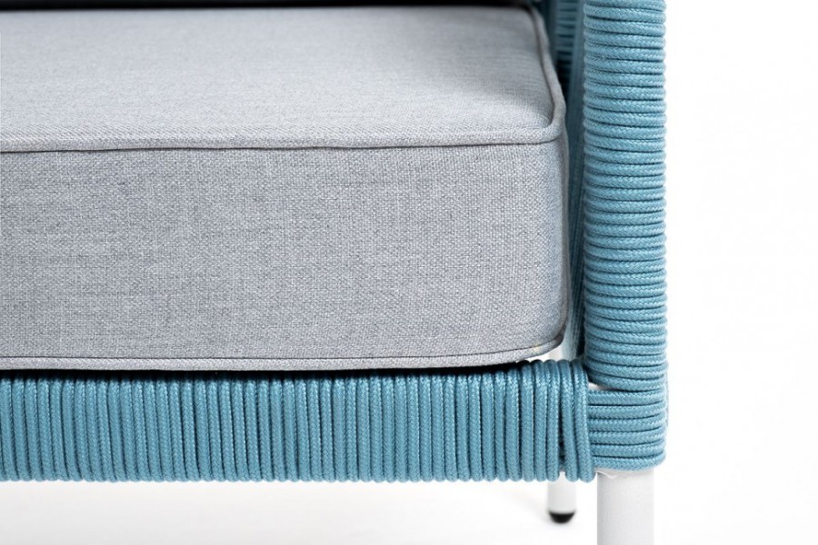 Диван двухместный плетеный из роупа Канны бирюзовый 4sis