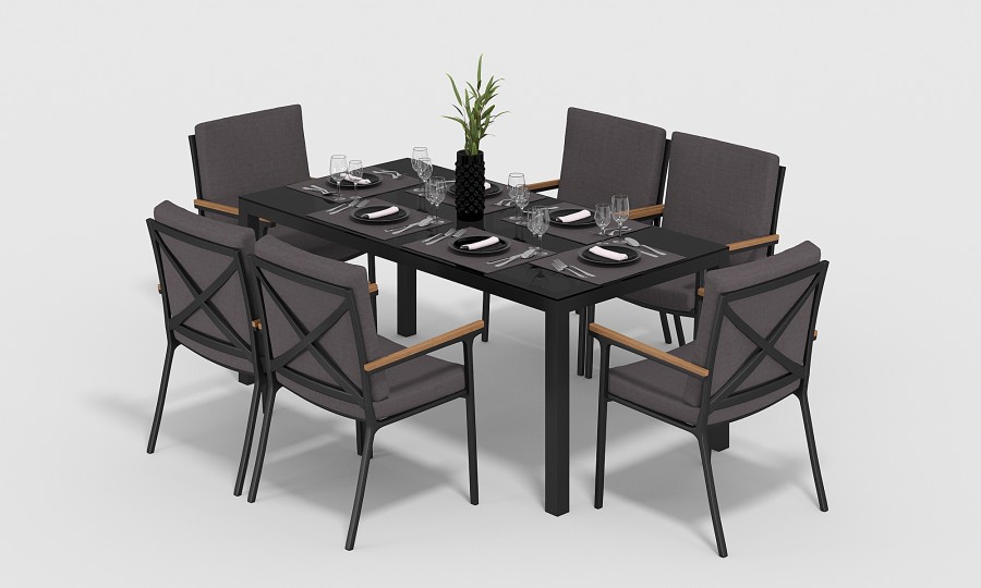 Обеденная группа Calma-3 180 антрацит Gardenini