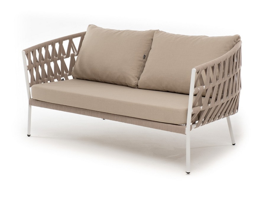Диван 2-местный плетеный из роупа Диего, бежевый 4sis