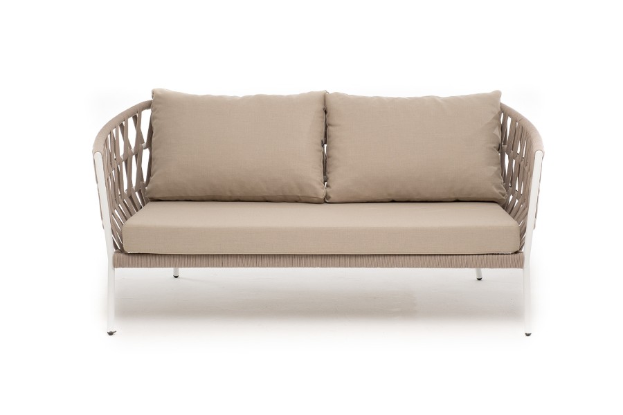Диван 2-местный плетеный из роупа Диего, бежевый 4sis