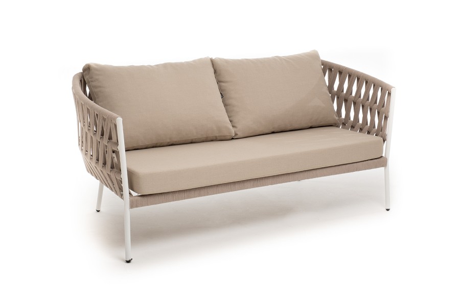 Диван 2-местный плетеный из роупа Диего, бежевый 4sis