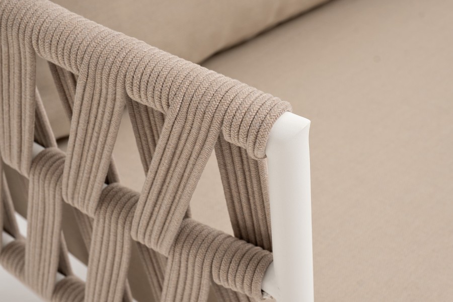 Диван 2-местный плетеный из роупа Диего, бежевый 4sis