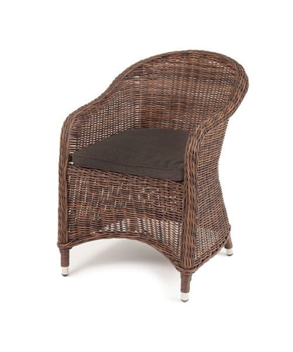 Плетеное кресло Равенна коричневое с серой подушкой 4sis