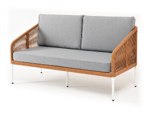 Диван двухместный плетеный из роупа Канны оранжевый 4sis