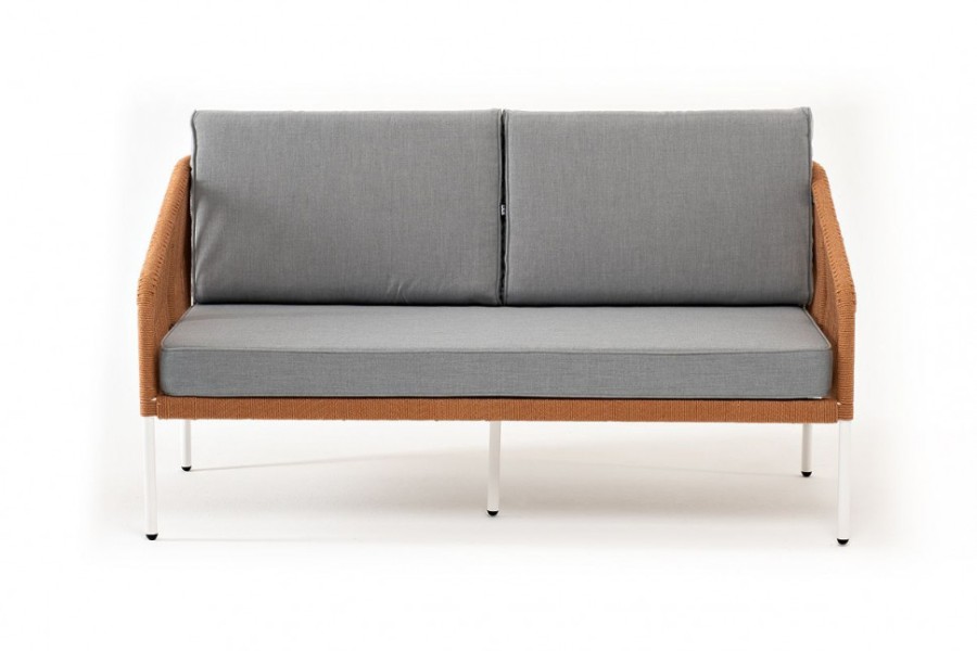 Диван двухместный плетеный из роупа Канны оранжевый 4sis