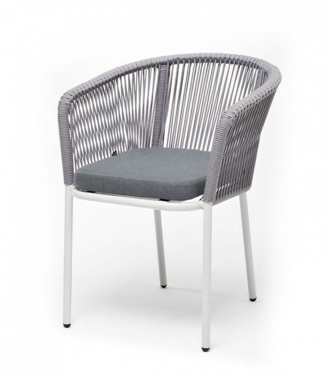 Плетеный стул Марсель бело-серый 4sis