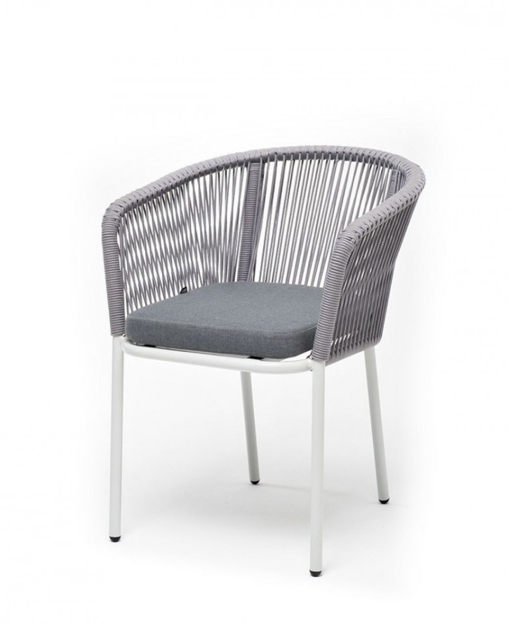 Плетеный стул Марсель бело-серый 4sis