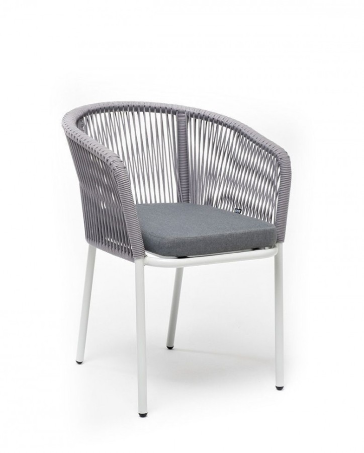 Плетеный стул Марсель бело-серый 4sis