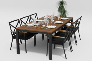Обеденная группа Bella Calma 180 черная Gardenini