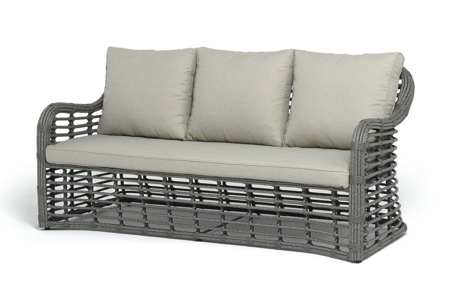 Диван трехместный из искусственного ротанга Ницца, серый