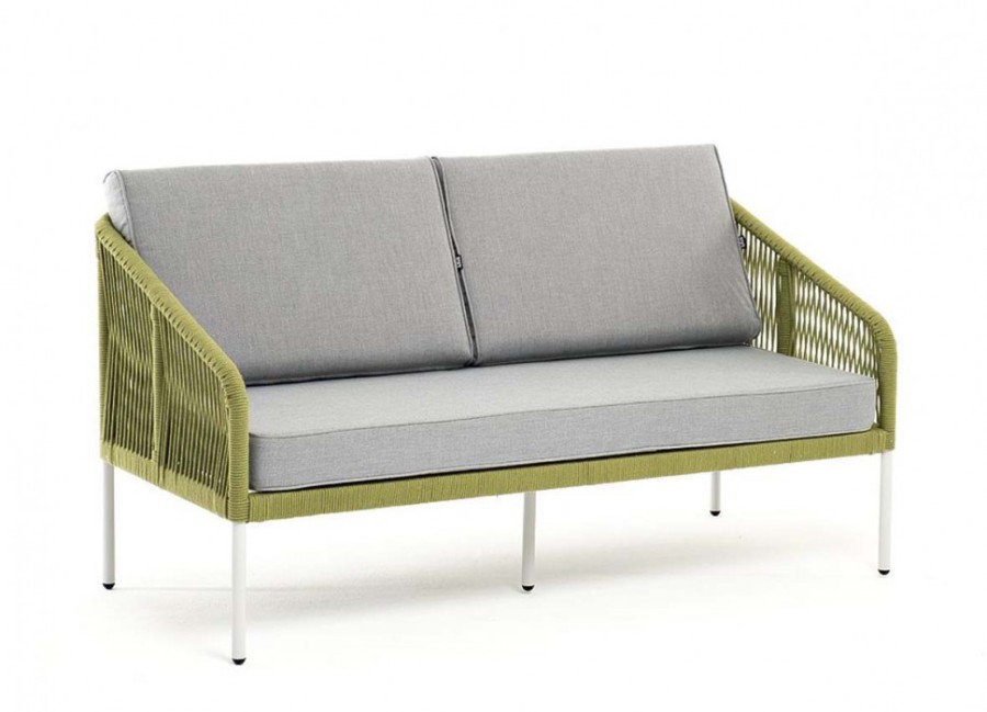 Диван двухместный плетеный из роупа Канны салатовый 4sis
