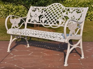 Садовая скамейка из литого алюминия White Lily Кит Маркет