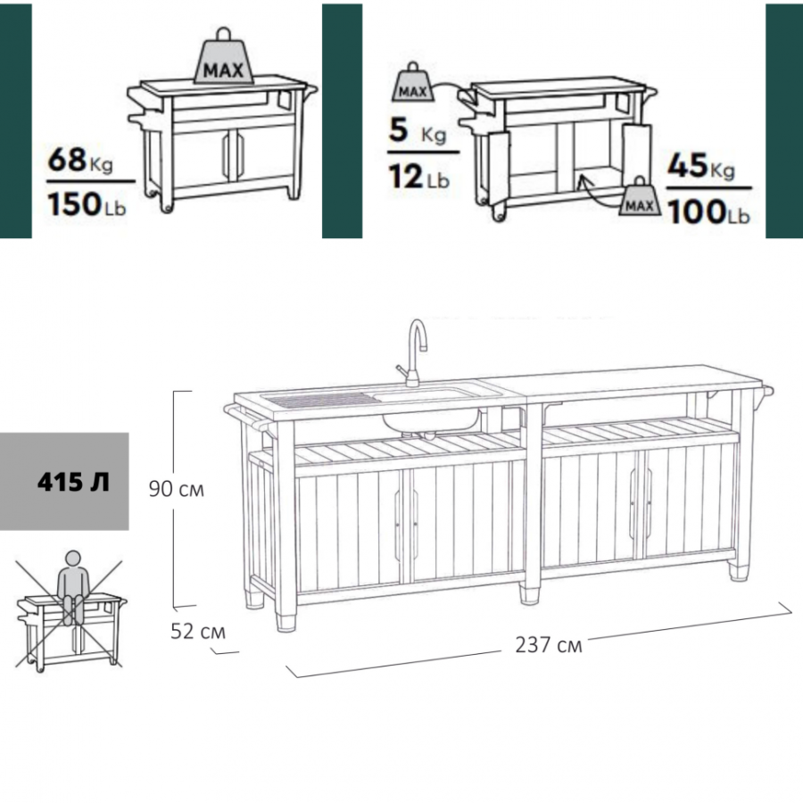 Столик для барбекю 415 Л Keter