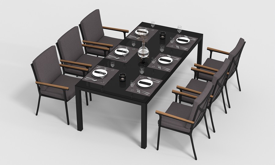 Обеденная группа Calma-3 220 антрацит Gardenini