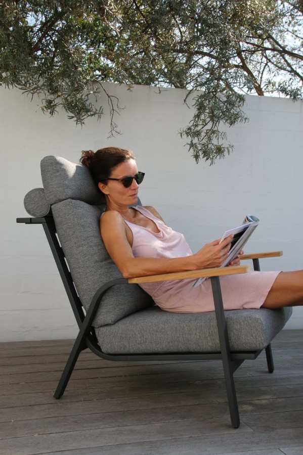 Кресло Malmo с пуфом антрацит/серый Brafab