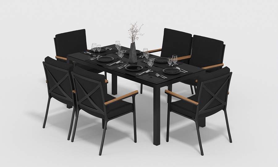 Обеденная группа Calma-3 180 черная Gardenini