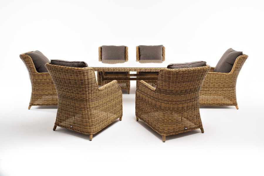 Обеденная группа Неаполь из искусственного ротанга, цвет соломенный