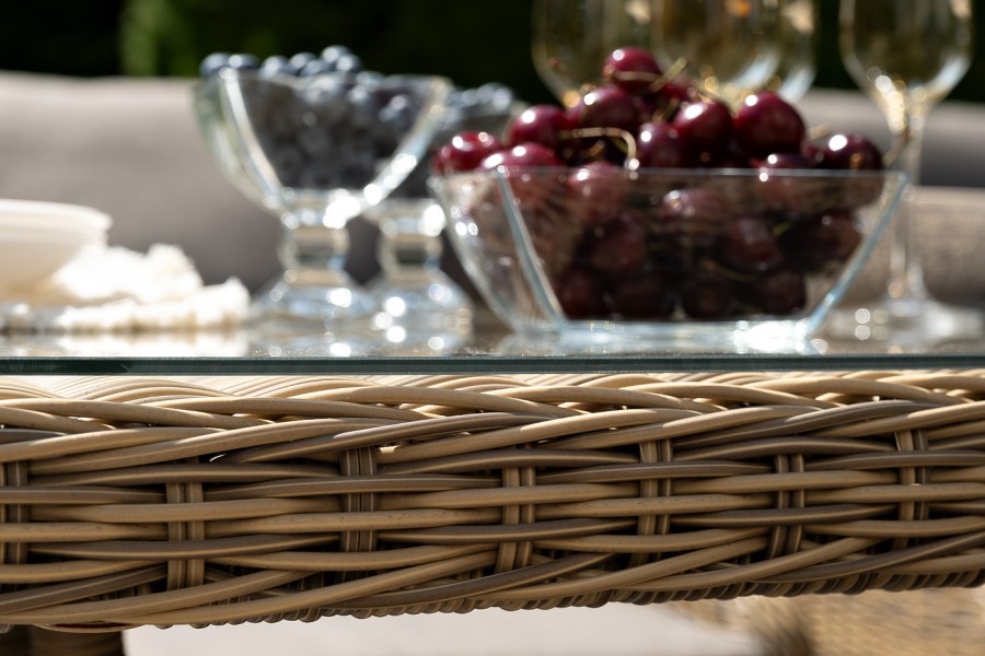 Обеденная группа Неаполь из искусственного ротанга, цвет соломенный