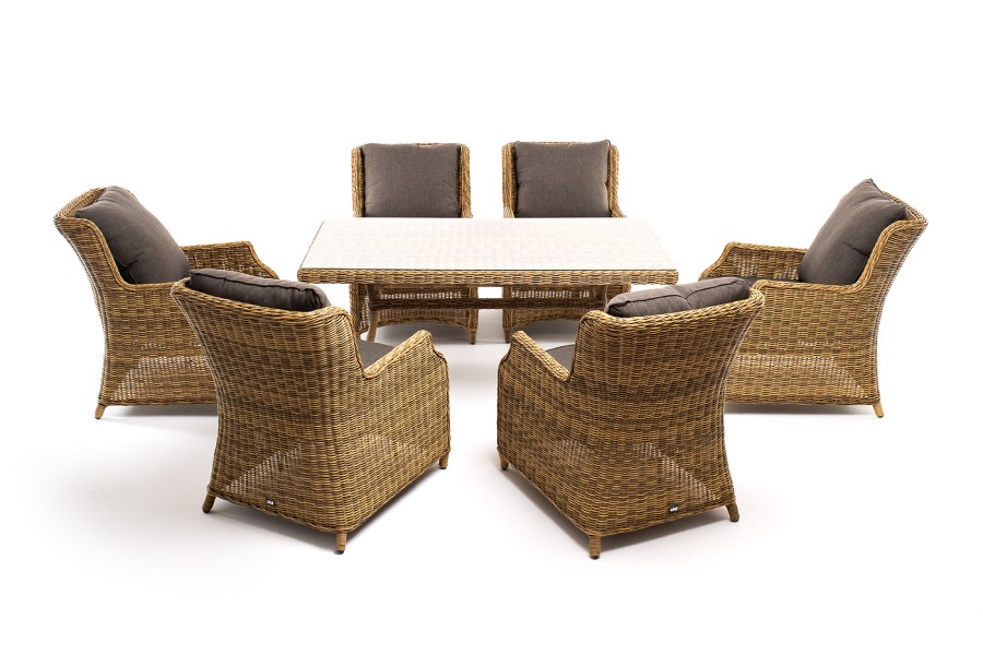 Обеденная группа Неаполь из искусственного ротанга, цвет соломенный
