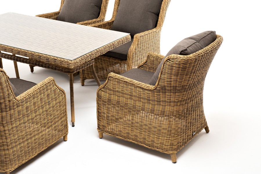 Обеденная группа Неаполь из искусственного ротанга, цвет соломенный