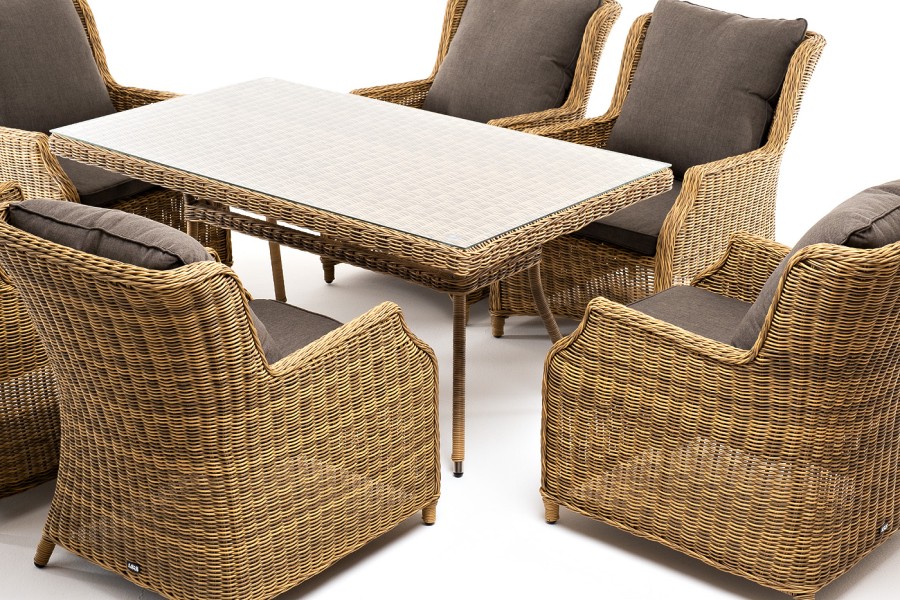 Обеденная группа Неаполь из искусственного ротанга, цвет соломенный