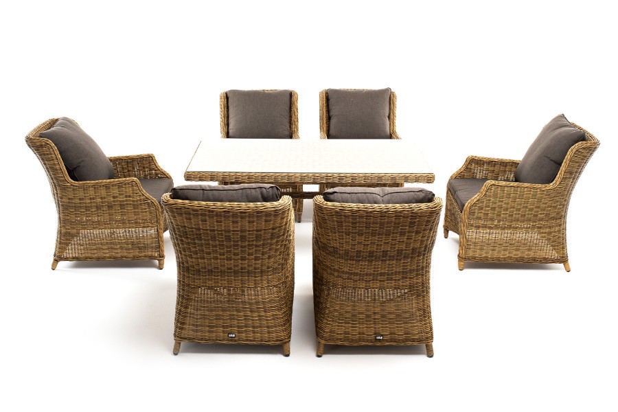 Обеденная группа Неаполь из искусственного ротанга, цвет соломенный