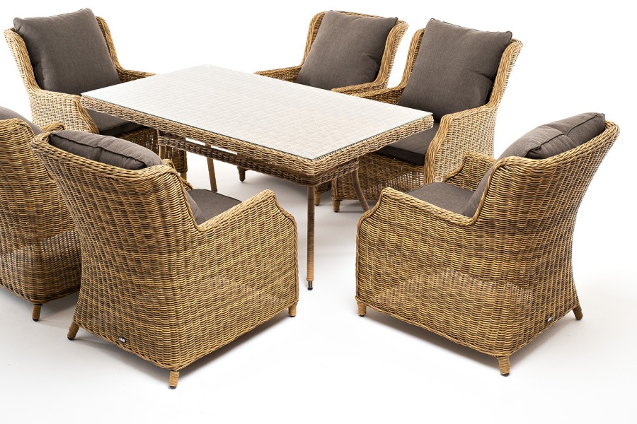 Обеденная группа Неаполь из искусственного ротанга, цвет соломенный