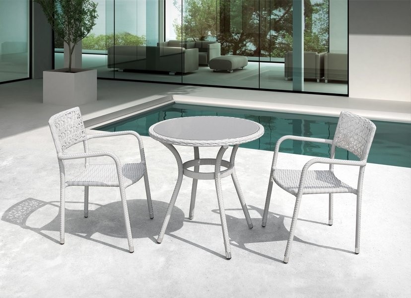 Плетеный стол LOTUS круглый светло-серый Joygarden