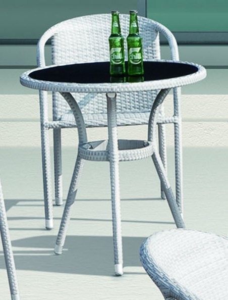 Плетеный стол LOTUS круглый светло-серый Joygarden