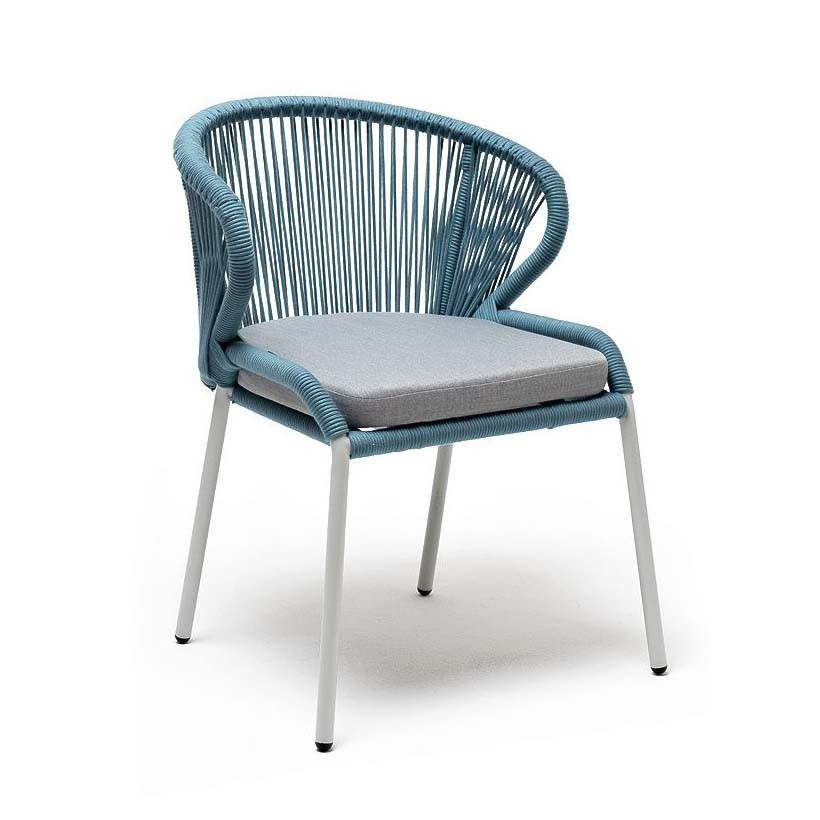 Плетеный стул Милан из роупа бирюзовый 4sis