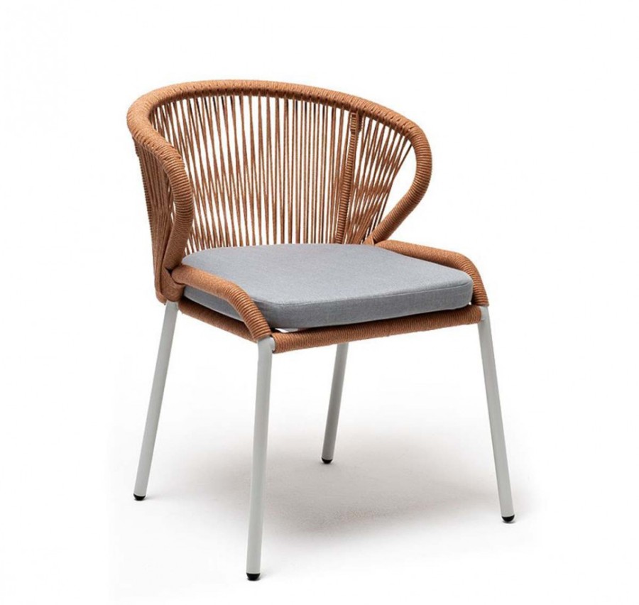 Плетеный стул Милан из роупа оранжевый 4sis