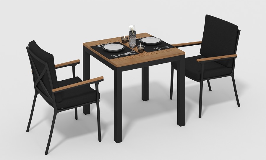 Обеденная группа Bella-2 80 черная Gardenini