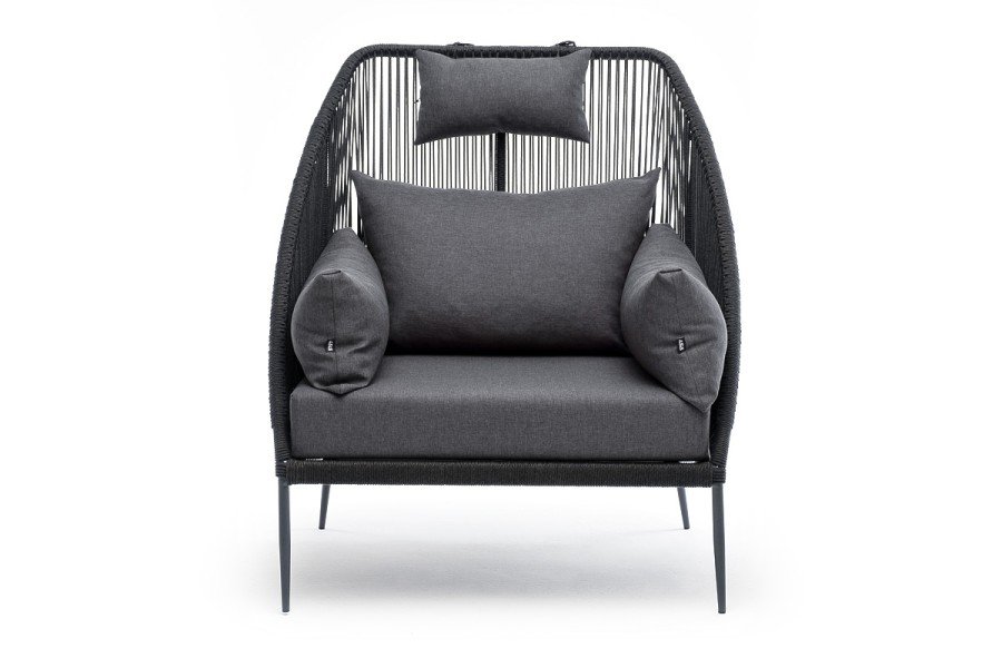 Кресло плетеное из роупа Мадрид темно-серое 4sis