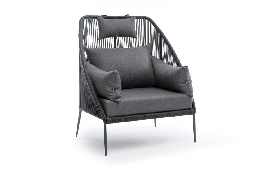 Кресло плетеное из роупа Мадрид темно-серое 4sis