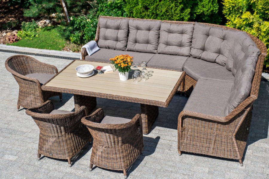 Плетеный угловой диванный модуль Бергамо коричневый 4sis