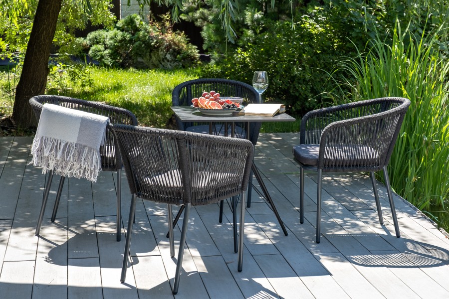 Интерьерный стол Конте из HPL квадратный 70, серый гранит