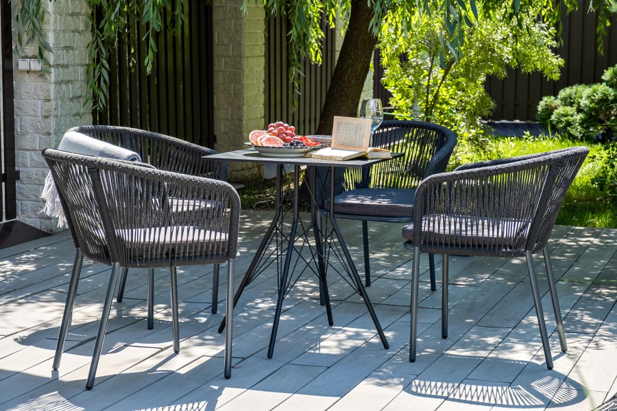 Интерьерный стол Конте из HPL квадратный 70, серый гранит