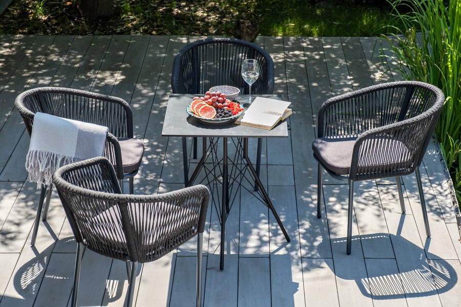 Интерьерный стол Конте из HPL квадратный 70, серый гранит