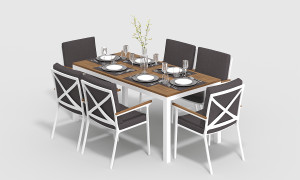 Обеденная группа Bella-2-180 белый антрацит Gardenini