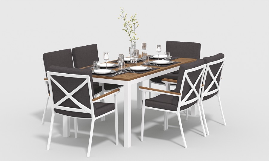 Обеденная группа Bella-2-180 белый антрацит Gardenini