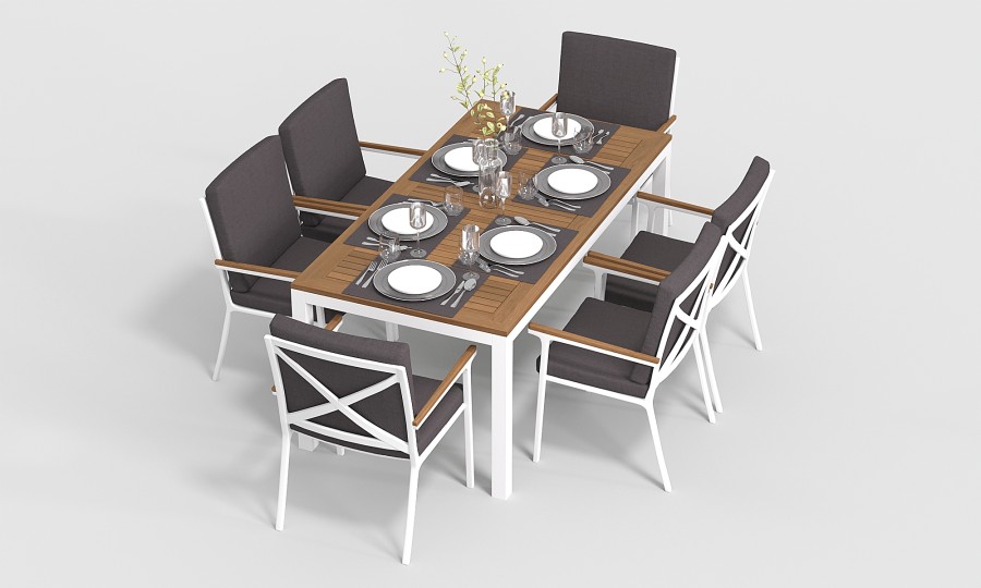 Обеденная группа Bella-2-180 белый антрацит Gardenini