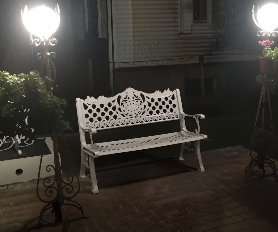 Скамейка из литого алюминия Rio White Кит Маркет