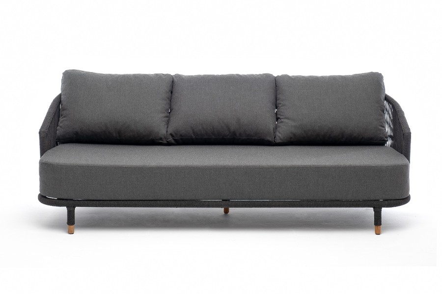 Диван 3-местный плетеный из роупа Верона темно-серый 4sis