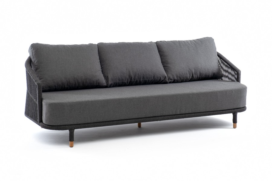 Диван 3-местный плетеный из роупа Верона темно-серый 4sis