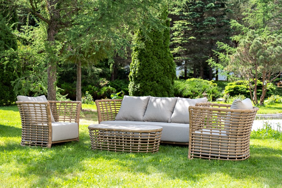 Лаунж-зона из искусственного ротанга Валенсия, цвет соломенный 4sis