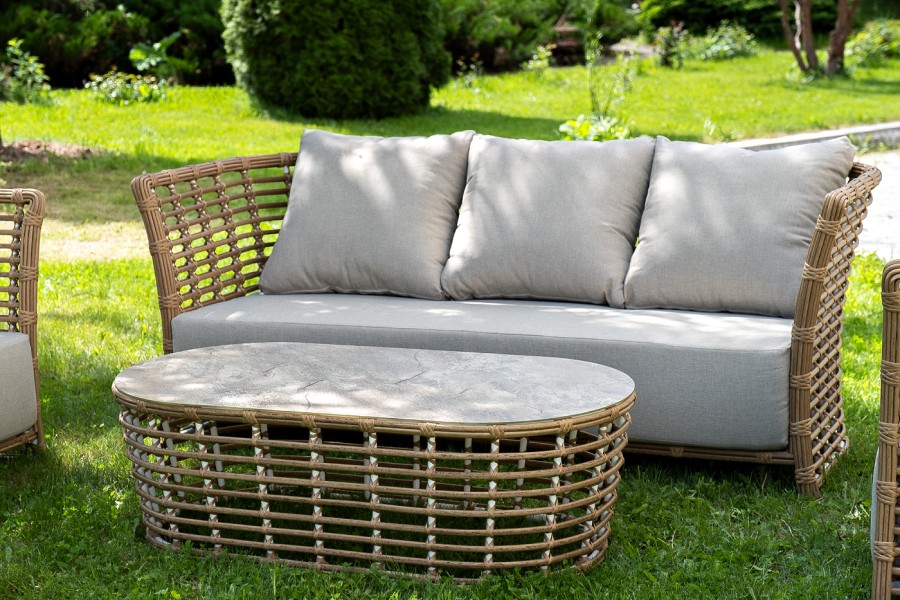 Лаунж-зона из искусственного ротанга Валенсия, цвет соломенный 4sis