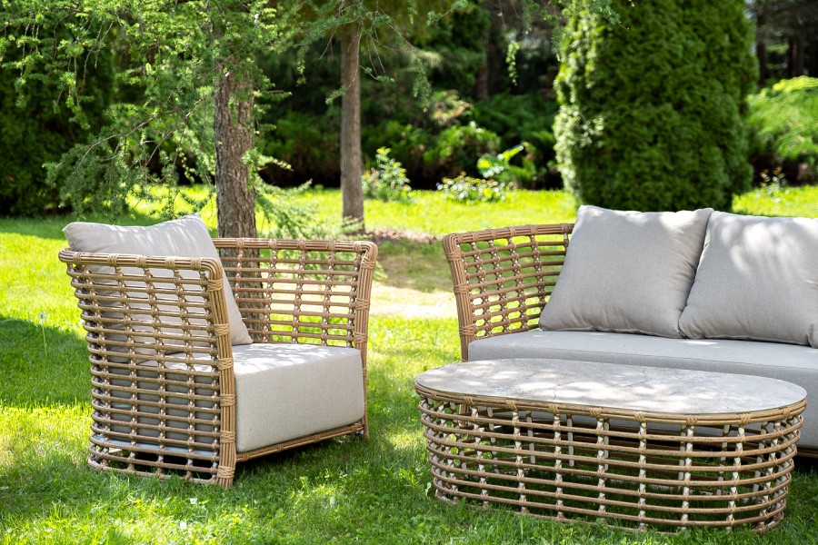 Лаунж-зона из искусственного ротанга Валенсия, цвет соломенный 4sis